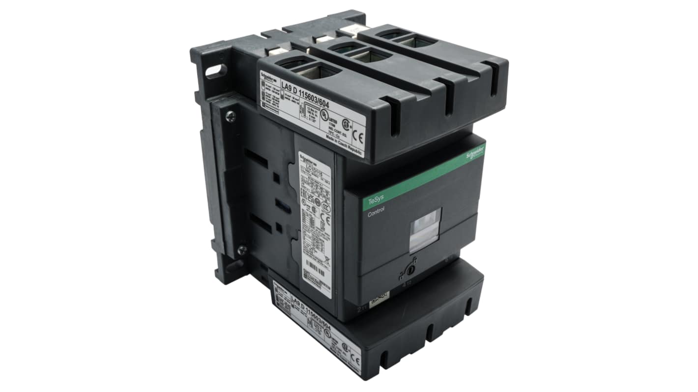 Schneider Electric TeSys D LC1D Contactor, 115 V ac Coil, 3-Pole, 115 A, 55 kW, 3NO, 1 kV ac