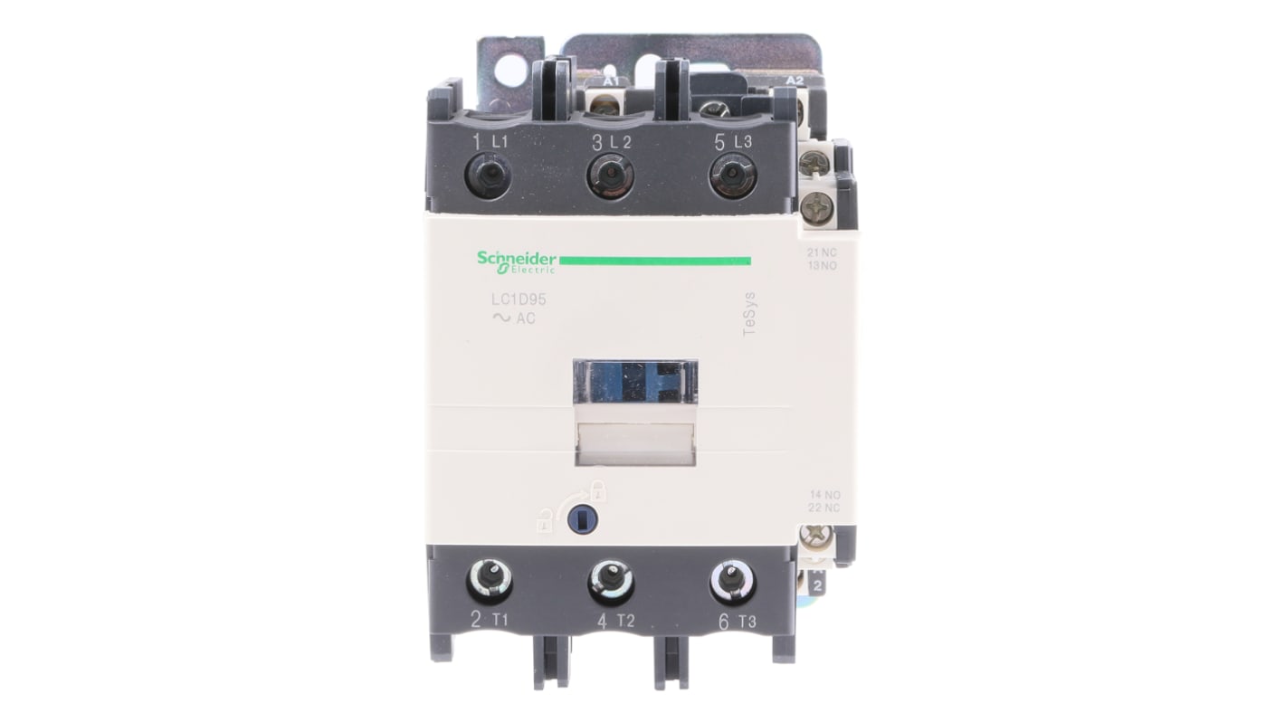 Schneider Electric TeSys D LC1D Contactor, 115 V ac Coil, 3-Pole, 95 A, 45 kW, 3NO, 1 kV ac
