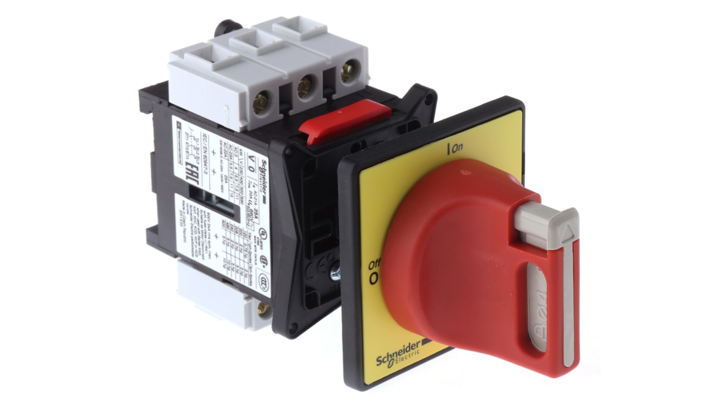 Schneider Electric 3P Pole Panel Mount Isolator Switch - 25A Maximum Current, 15W Power Rating, IP20, IP65