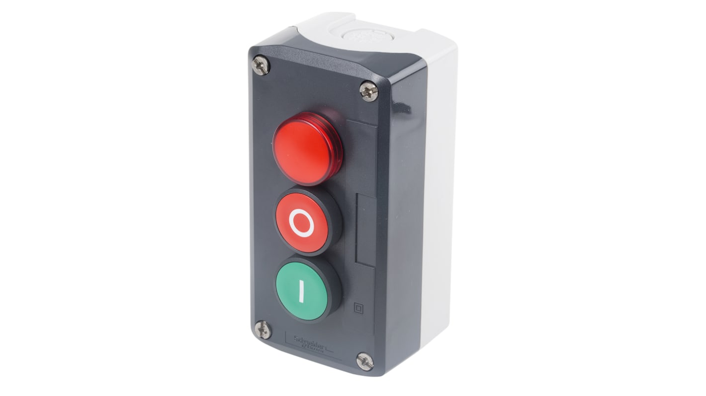 Schneider Electric Spring Return Enclosed Push Button - SPST, SPST, Polycarbonate, Green, Red, I/O, IP66, IP67