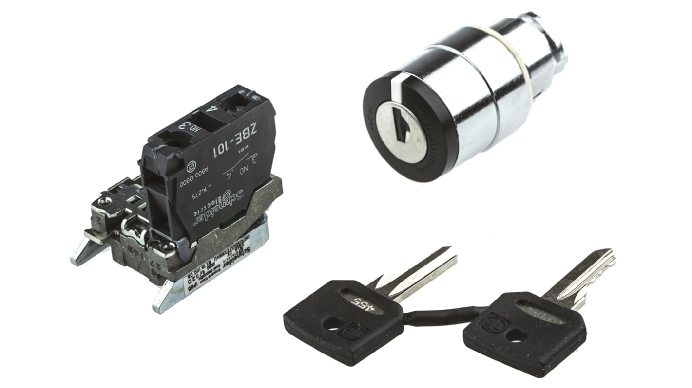 Schneider Electric IP65 Key Switch, 1NO 2-Way