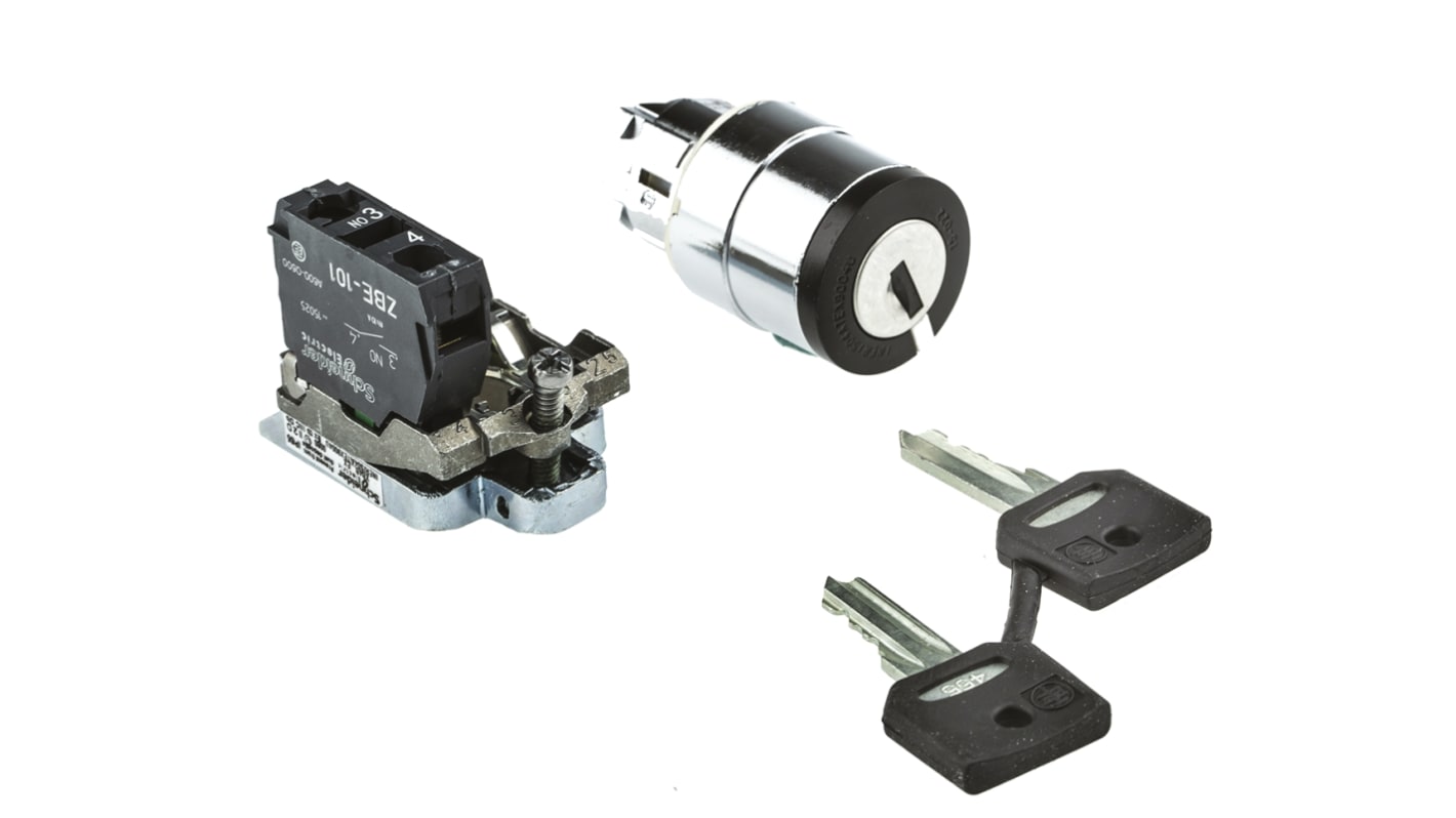 Interruptor de llave, IP65, 1 NA, 2 vías, -20 → +60°C