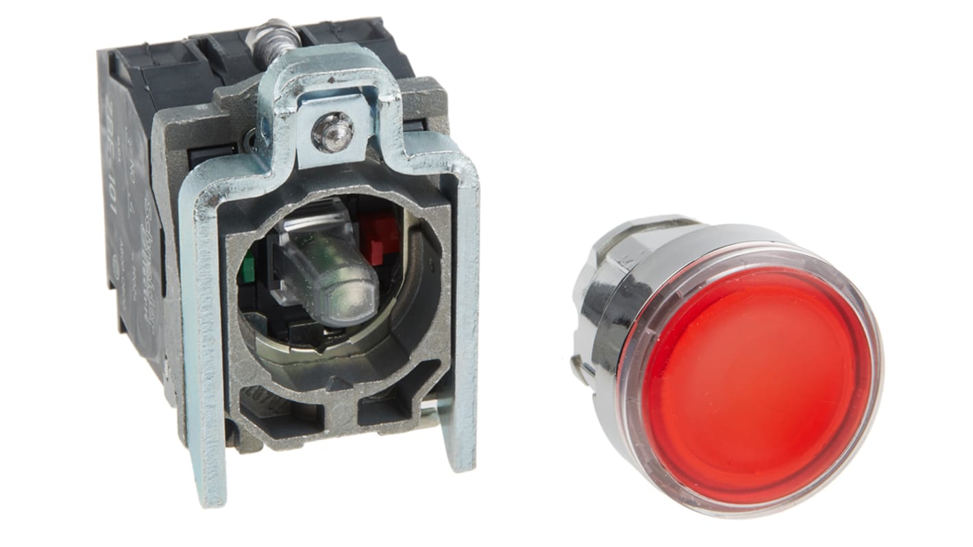 Schneider Electric Harmony XB4 Series Illuminated Push Button, Panel Mount, 22mm Cutout, SPDT, IP66, IP67, IP69(IP69K)