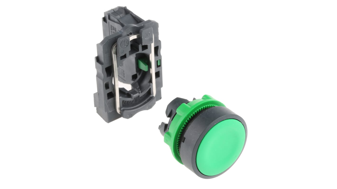 Schneider Electric 按钮, Φ22mm开孔, 面板安装, 绿色圆形塑料, 单刀单掷, IP66, IP67, IP69(IP69K), Harmony XB5系列