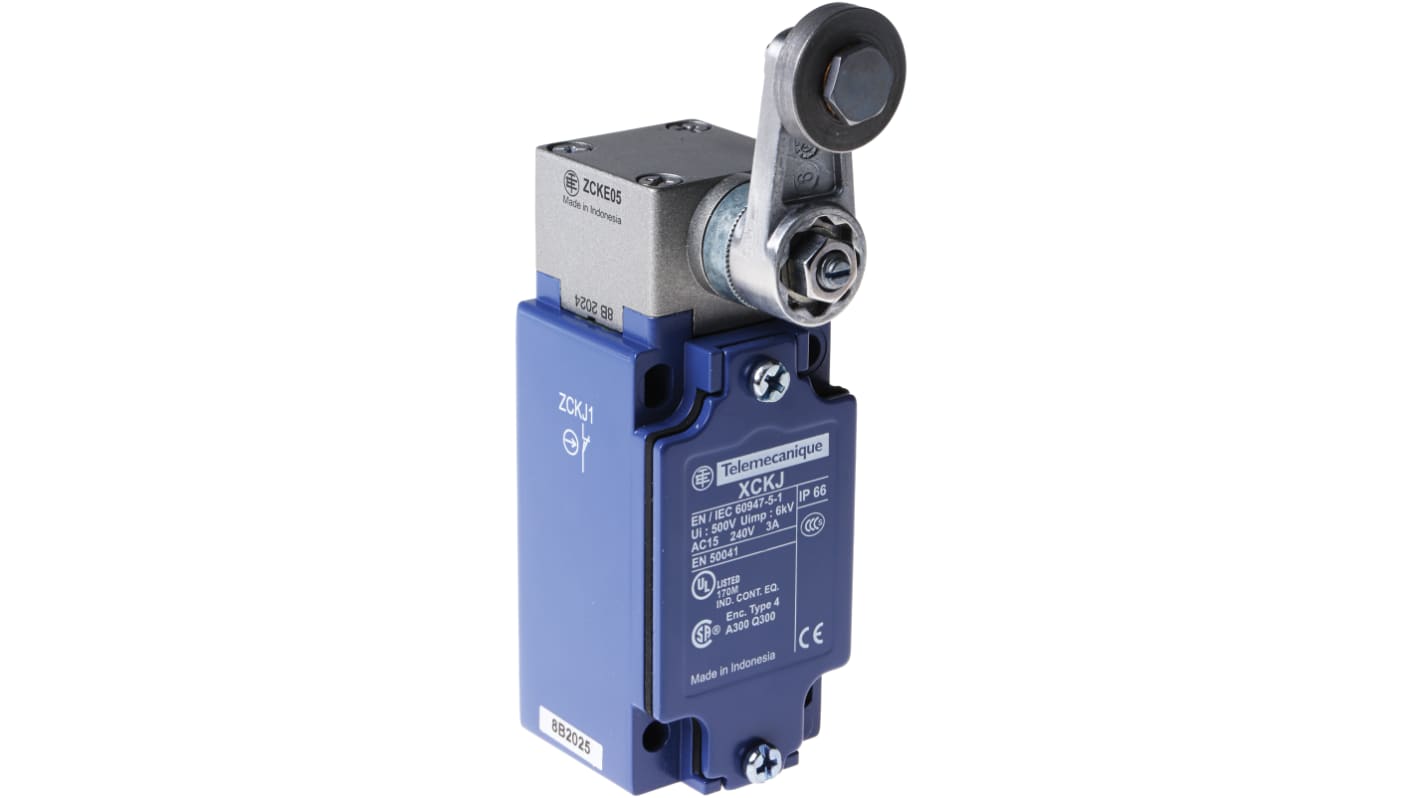 Telemecanique Sensors OsiSense XC Series Lever Limit Switch, NO/NC, IP66, SPDT, Zinc Alloy Housing, 240V ac Max, 10A Max