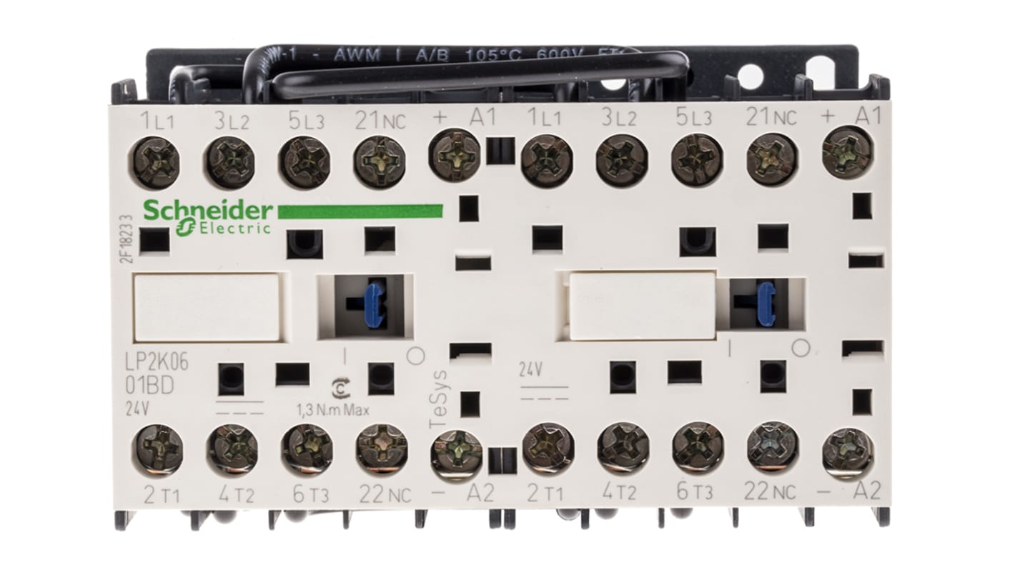 Schneider Electric TeSys K LP2K Contactor, 24 V dc Coil, 3-Pole, 6 A, 3 kW, 3NO, 690 V ac