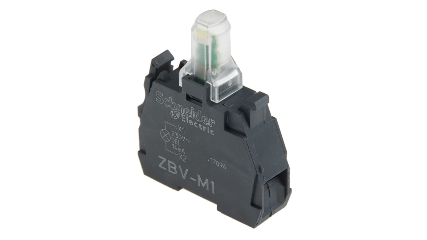 Schneider Electric 带灯带灯按钮座, 白色灯, 照明块, 230V, Harmony XB系列