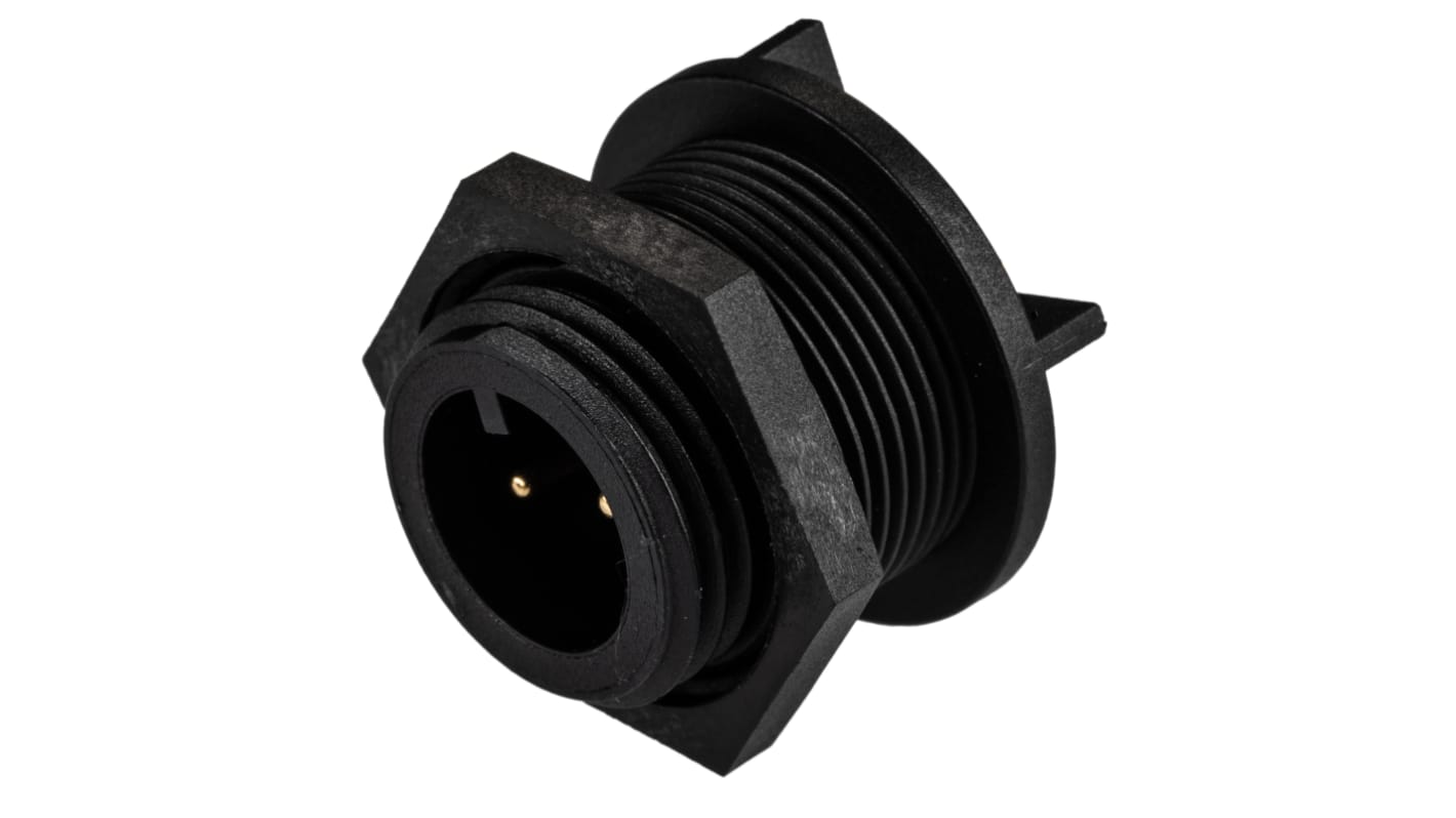 Bulgin Circular Connector, 2 Contacts, PCB Mount, Miniature Connector, Plug, Male, IP68, Buccaneer 400 Series