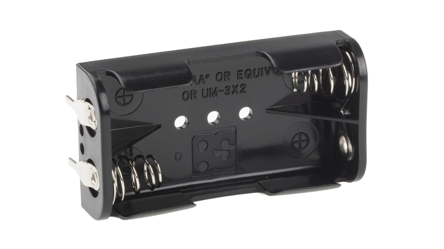 Portabatterie AA, 2 celle, montaggio PCB, contatti Molla