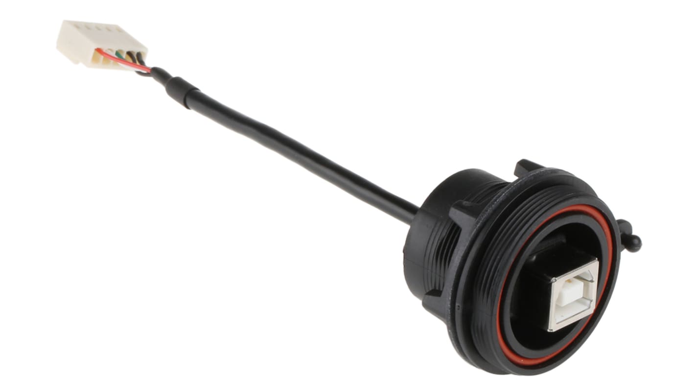 Bulgin USB 2.0, Female 5 Pin Socket to Female USB B, 150mm