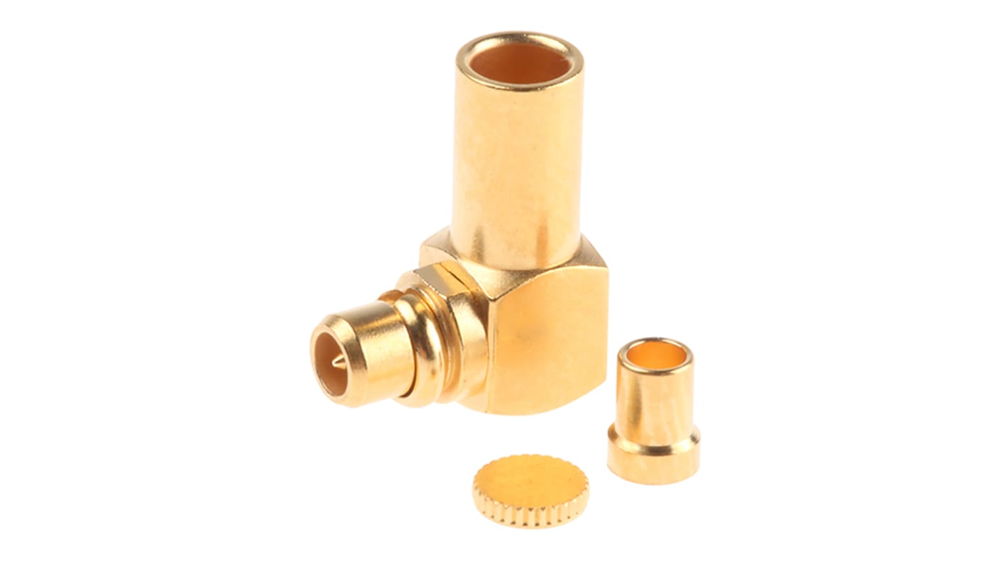 Connettore coassiale Angolo destro Huber+Suhner, Maschio, 50Ω, Montaggio su cavo
