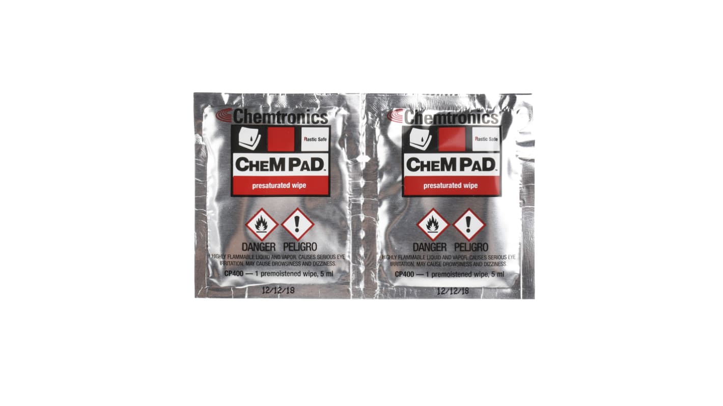 Chemtronics ChemPad Wet Isopropanol Wipes, Box of 50