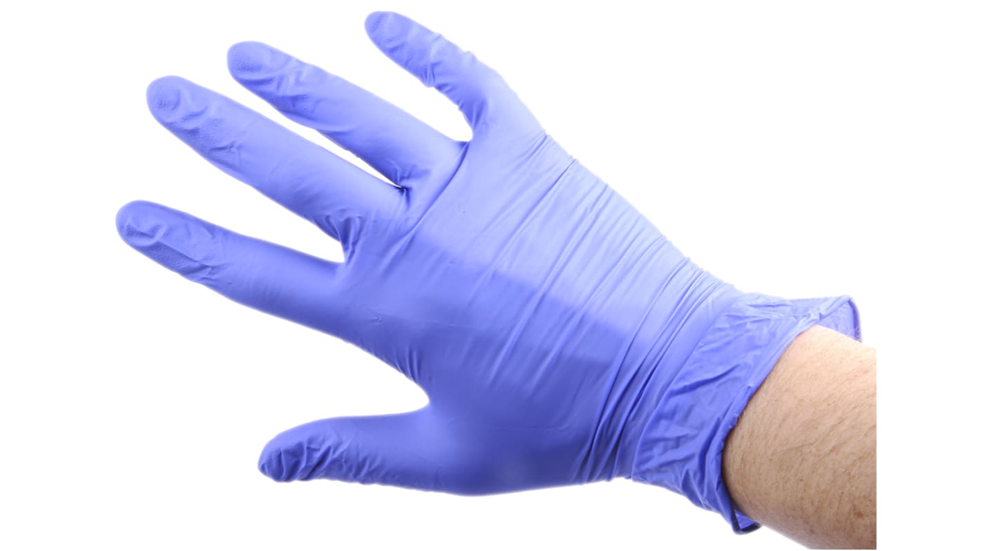 BM Polyco Indigo Blue Powder-Free Nitrile Disposable Gloves, Size 7.5, Medium, Food Safe, 100 per Pack