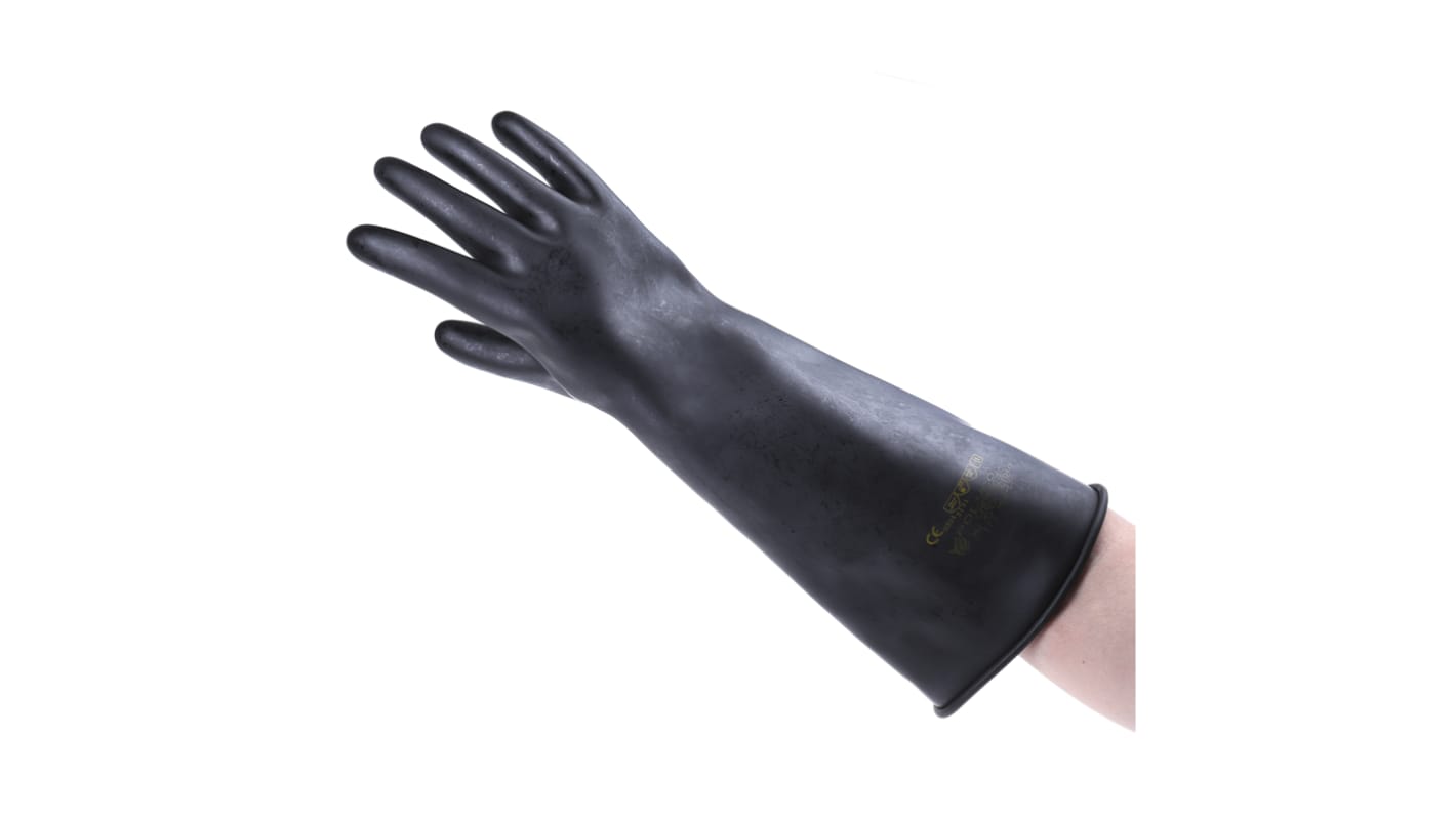 Polyco Healthline Chemprotec Black Rubber Chemical Resistant Work Gloves, Size 9, Latex Coating