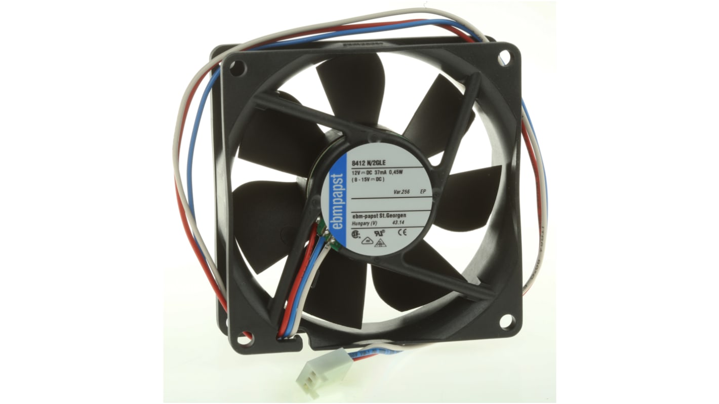 ebm-papst 8400 N Series Axial Fan, 12 V dc, DC Operation, 33m³/h, 500mW, 80 x 80 x 25mm
