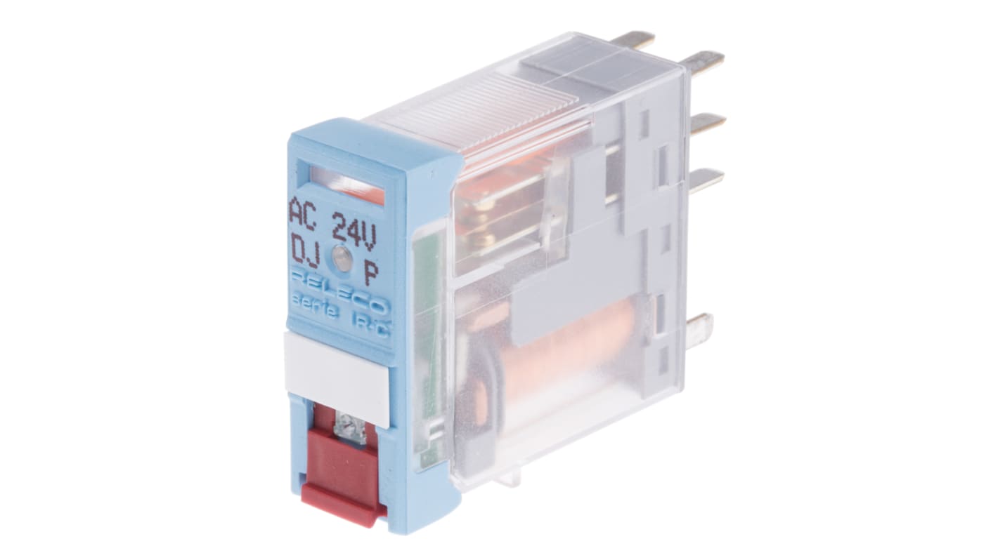 Releco PCB Mount Power Relay, 24V ac Coil, 5A Switching Current, DPDT