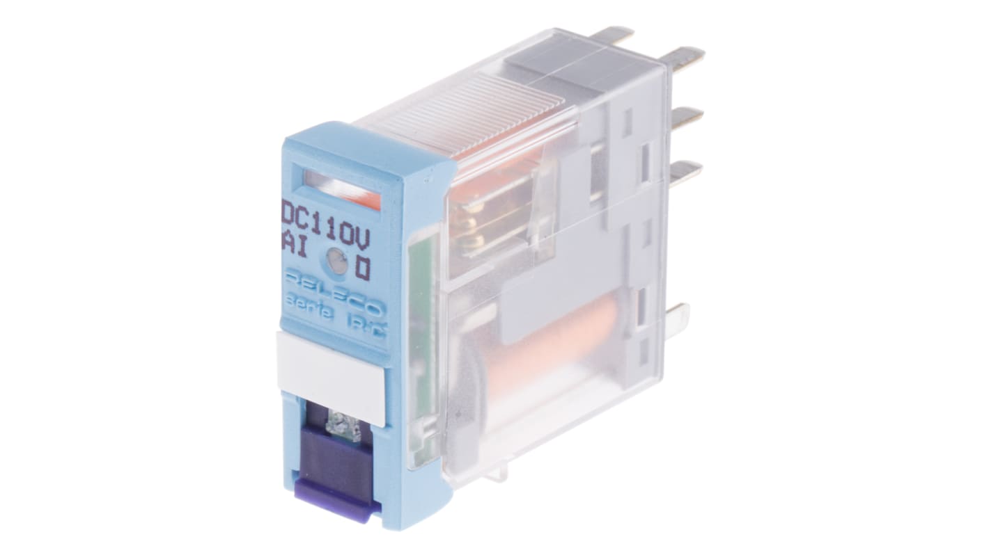 Releco PCB Mount Power Relay, 110V dc Coil, 15A Switching Current, DPDT