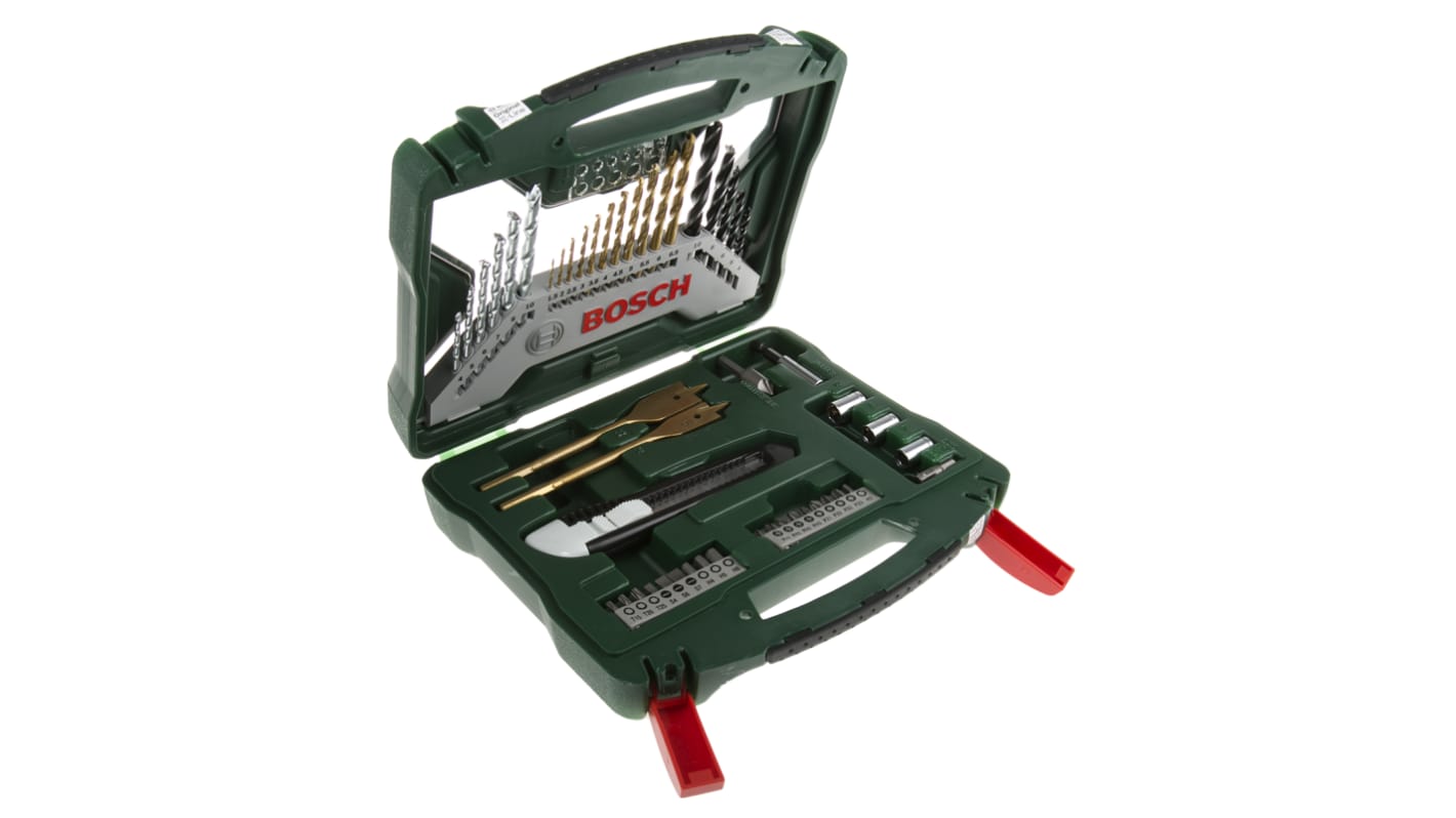 Bosch 50-Piece Masonry Drill Bit, Metal Drill Bit, Wood Drill Bit Set for Multi-Material, 22mm Max, 1.5mm Min, HSS Bits