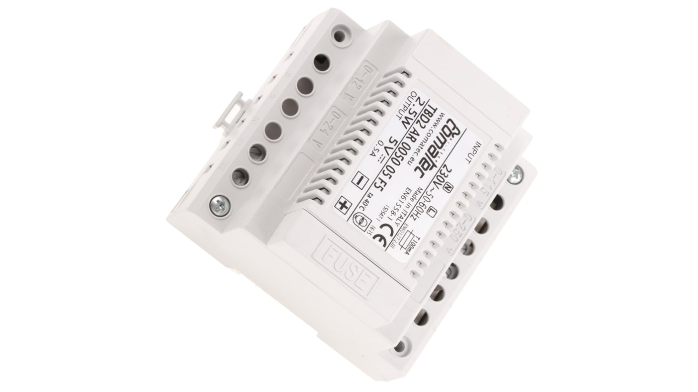 Comatec Linear DIN Rail Power Supply, 230V ac ac Input, 5V dc dc Output, 500mA Output, 2.5W