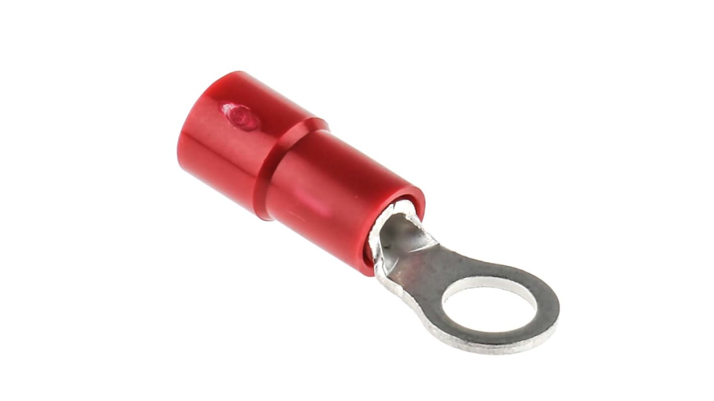 RS PRO Insulated Ring Terminal, M4 Stud Size, 0.5mm² to 1.5mm² Wire Size, Red