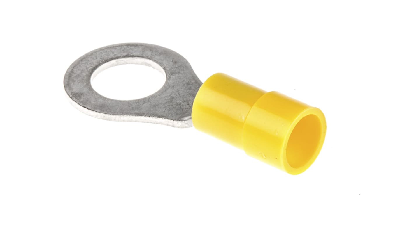 RS PRO Insulated Ring Terminal, M8 Stud Size, 4mm² to 6mm² Wire Size, Yellow