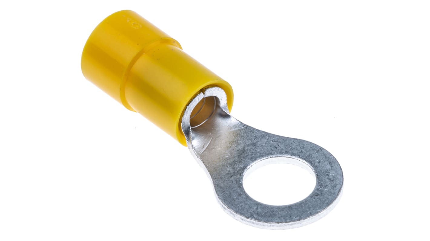 RS PRO Insulated Ring Terminal, M6 Stud Size, 4mm² to 6mm² Wire Size, Yellow