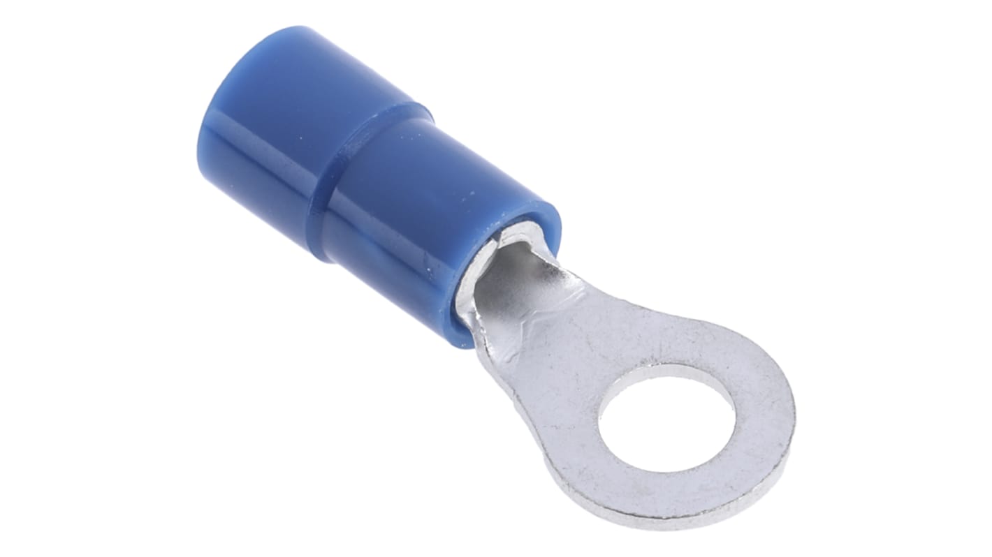 RS PRO 绝缘铜线鼻子, Φ4.3mm内环, M4螺栓, 2.5mm²线规, 蓝色, -40°C至+105°C