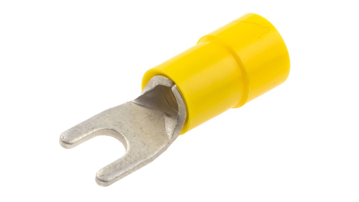 RS PRO Insulated Crimp Spade Connector, 4mm² to 6mm², 12AWG to 10AWG, M3.5 Stud Size Vinyl, Yellow