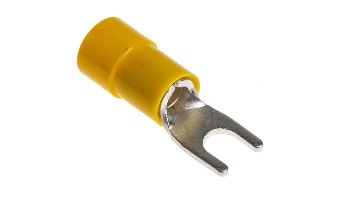 RS PRO Insulated Crimp Spade Connector, 4mm² to 6mm², 12AWG to 10AWG, 4.3mm Stud Size Vinyl, Yellow