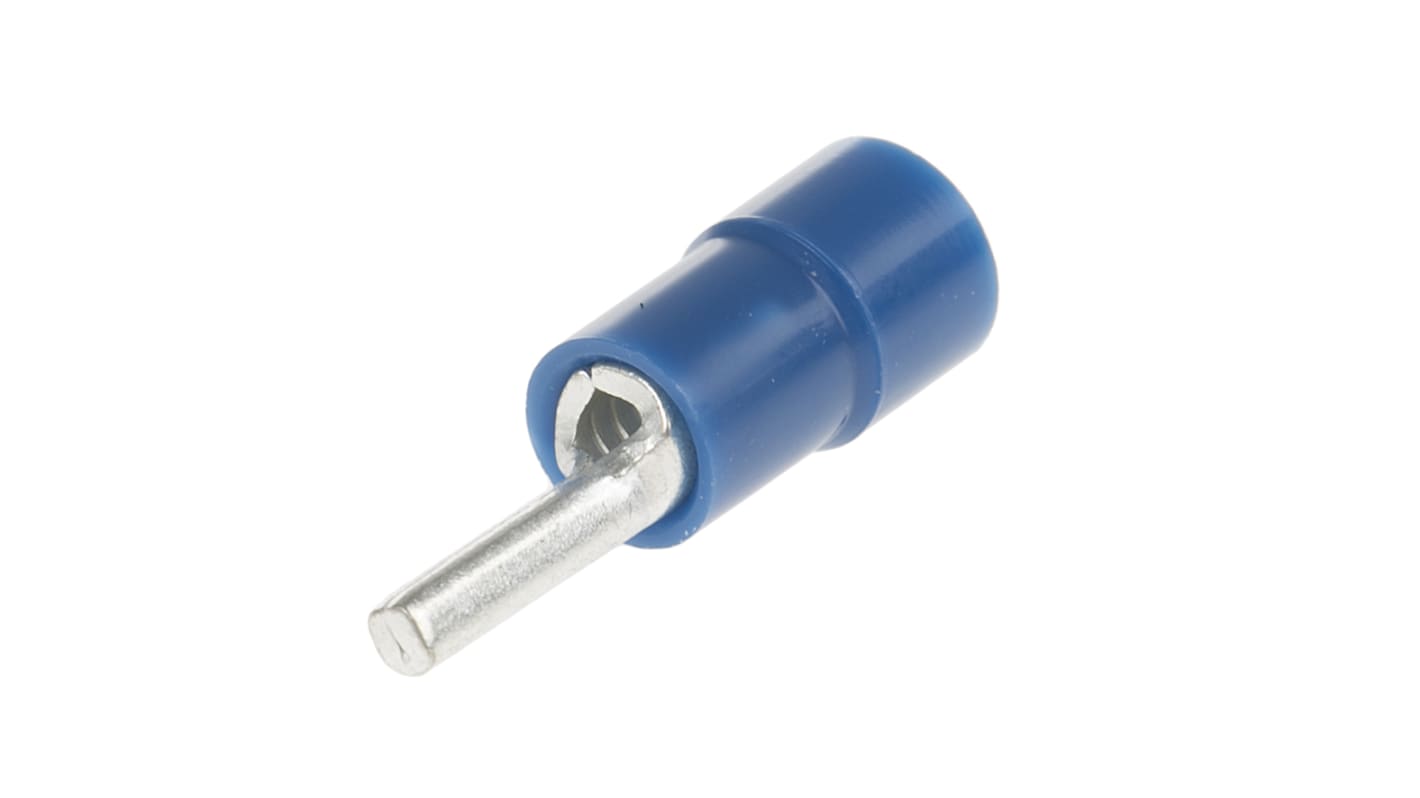 RS PRO Insulated, Tin Crimp Pin Connector, 1.5mm² to 2.5mm², 16AWG to 14AWG, 1.9mm Pin Diameter, 9mm Pin Length, Blue