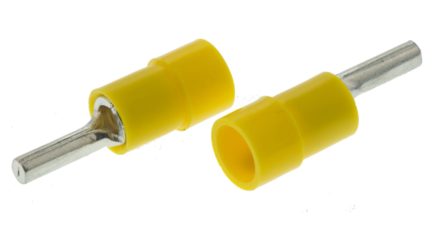 Conector de contactos de crimpado RS PRO, Aislado, Revestimiento de Estaño, diám. 2.8mm, long. 10mm, Amarillo, 4mm² No