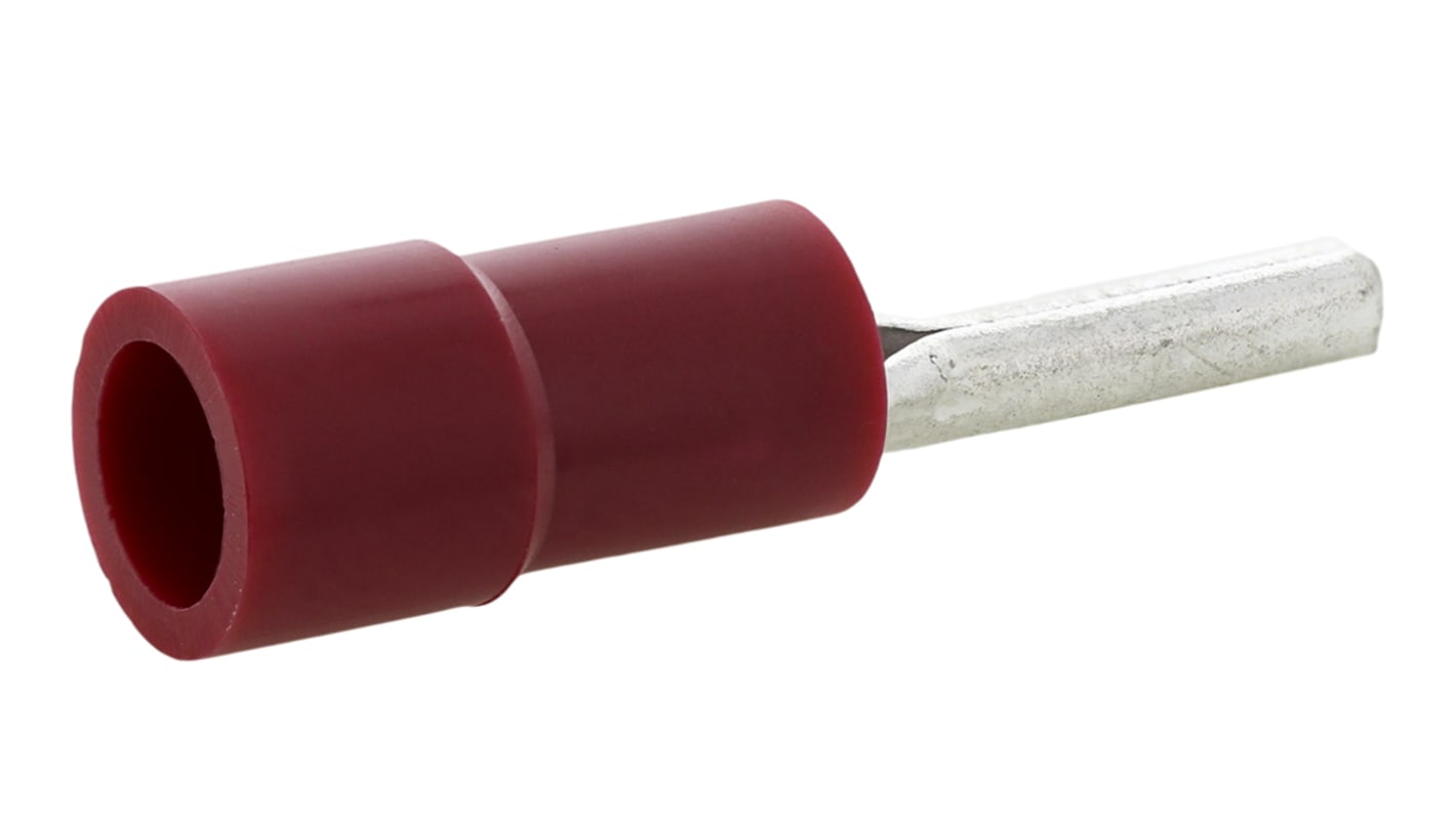 RS PRO Insulated, Tin Crimp Pin Connector, 0.5mm² to 1.5mm², 22AWG to 16AWG, 1.9mm Pin Diameter, 10mm Pin Length, Red