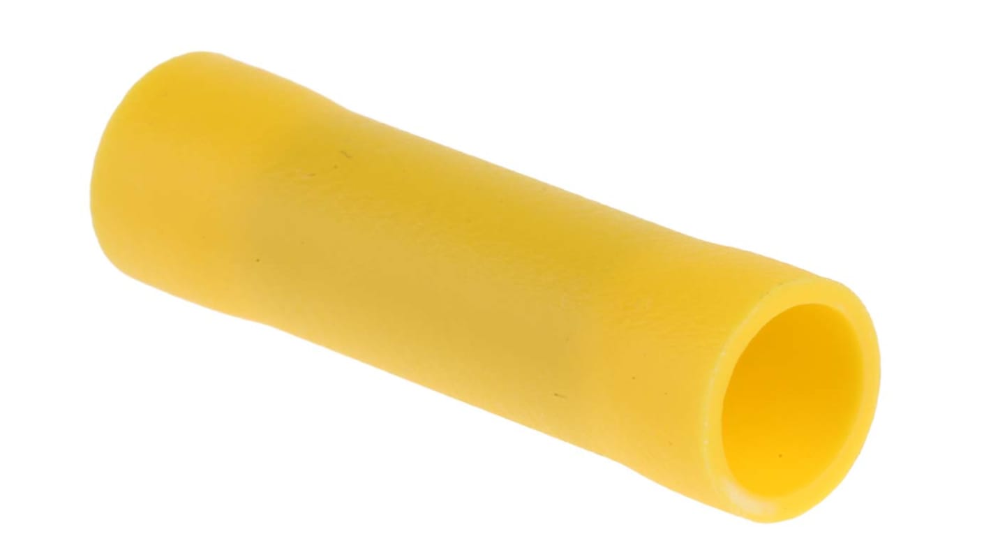 RS PRO Butt Splice Connector, Yellow, Insulated, Tin 12 → 10 AWG