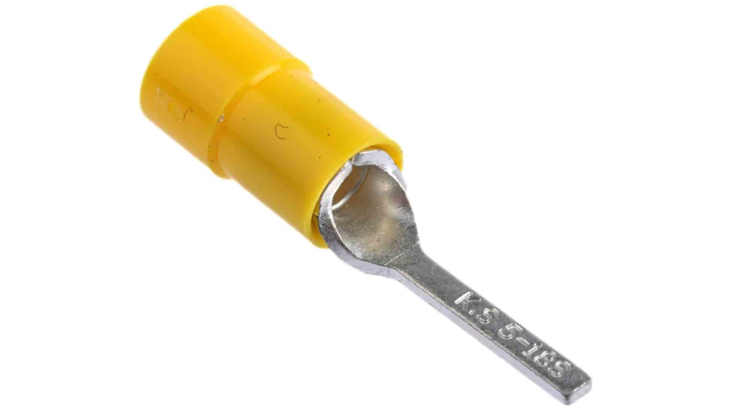 RS PRO Insulated Crimp Blade Terminal 18mm Blade Length, 4mm² to 6mm², 12AWG to 10AWG, Yellow