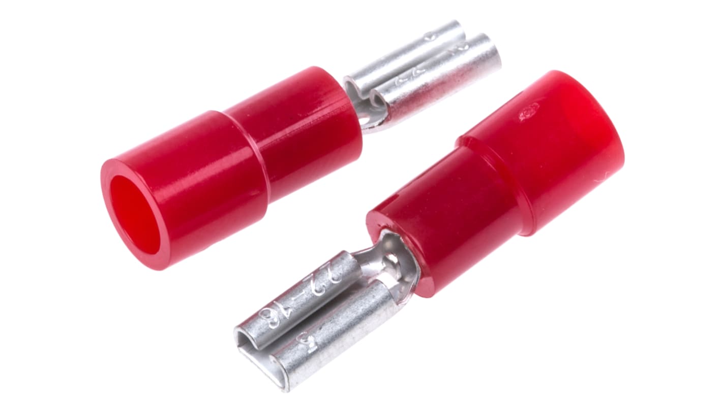 RS PRO Red Insulated Female Spade Connector, Receptacle, 2.8 x 0.5mm Tab Size, 0.5mm² to 1.5mm²