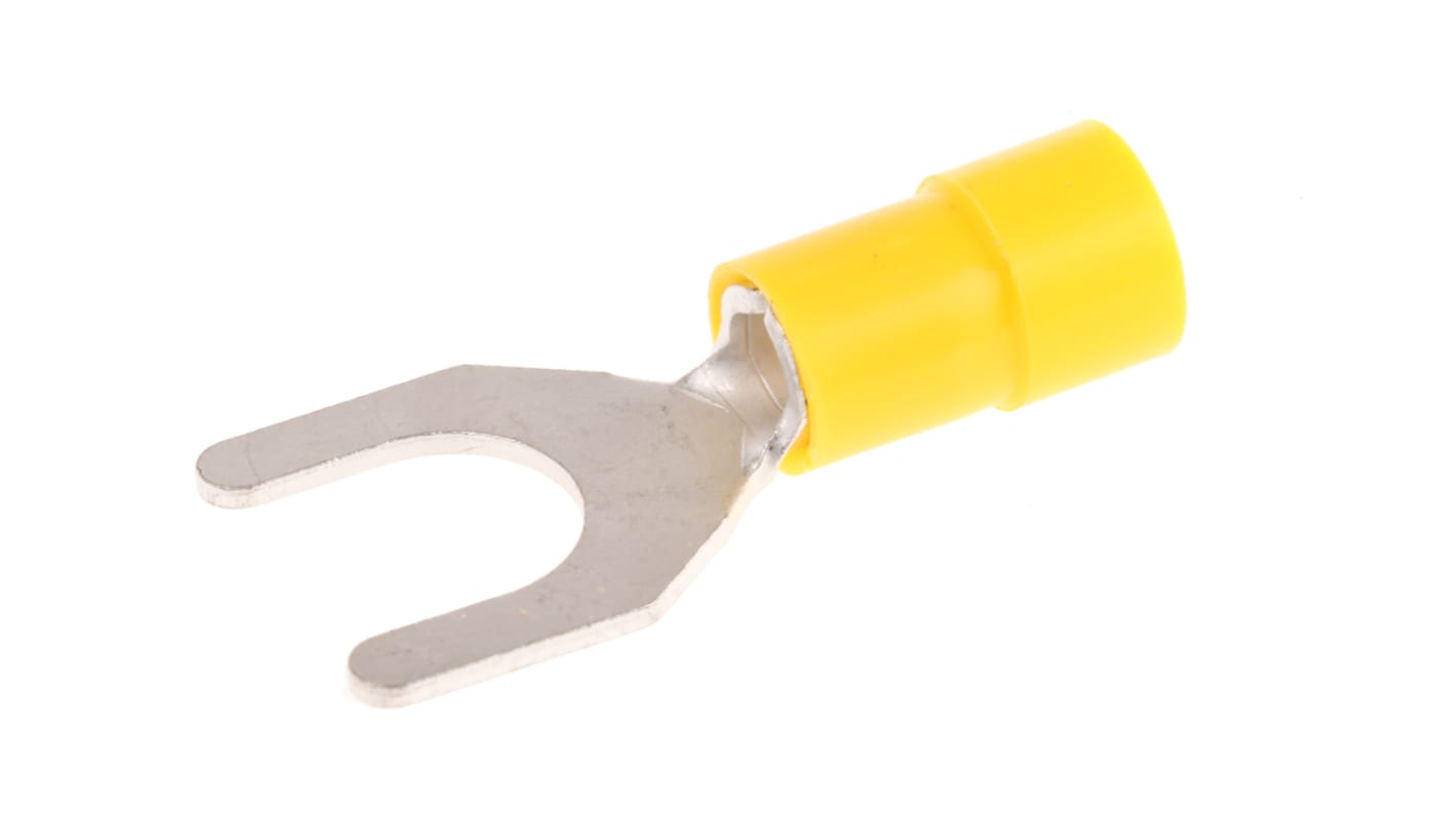 RS PRO Insulated Crimp Spade Connector, 4mm² to 6mm², 12AWG to 10AWG, M8 Stud Size Vinyl, Yellow