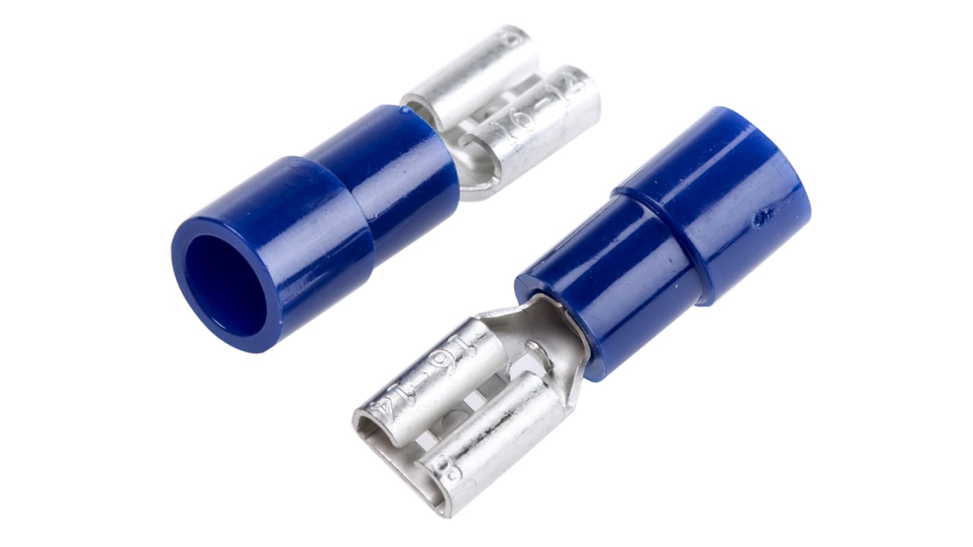 RS PRO Blue Insulated Female Spade Connector, Receptacle, 4.75 x 0.8mm Tab Size, 1.5mm² to 2.5mm²