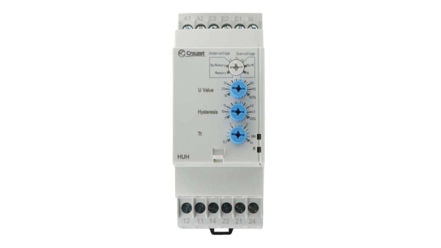 Crouzet Voltage Monitoring Relay, DPDT, 15 → 600 V, DIN Rail