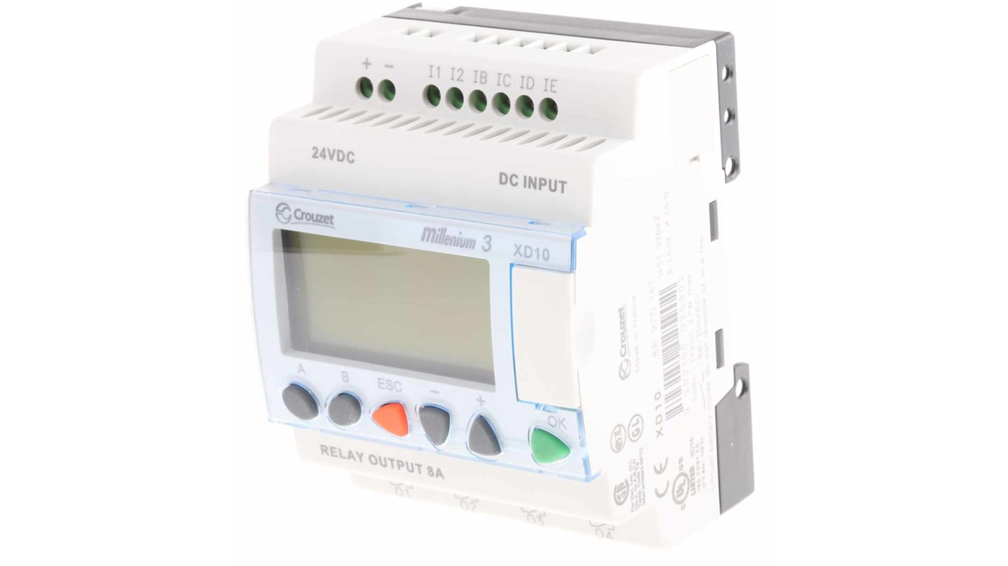 Crouzet Millenium 3 Series Logic Module, 24 V dc Supply, Relay Output, 6-Input, Analogue, Digital Input