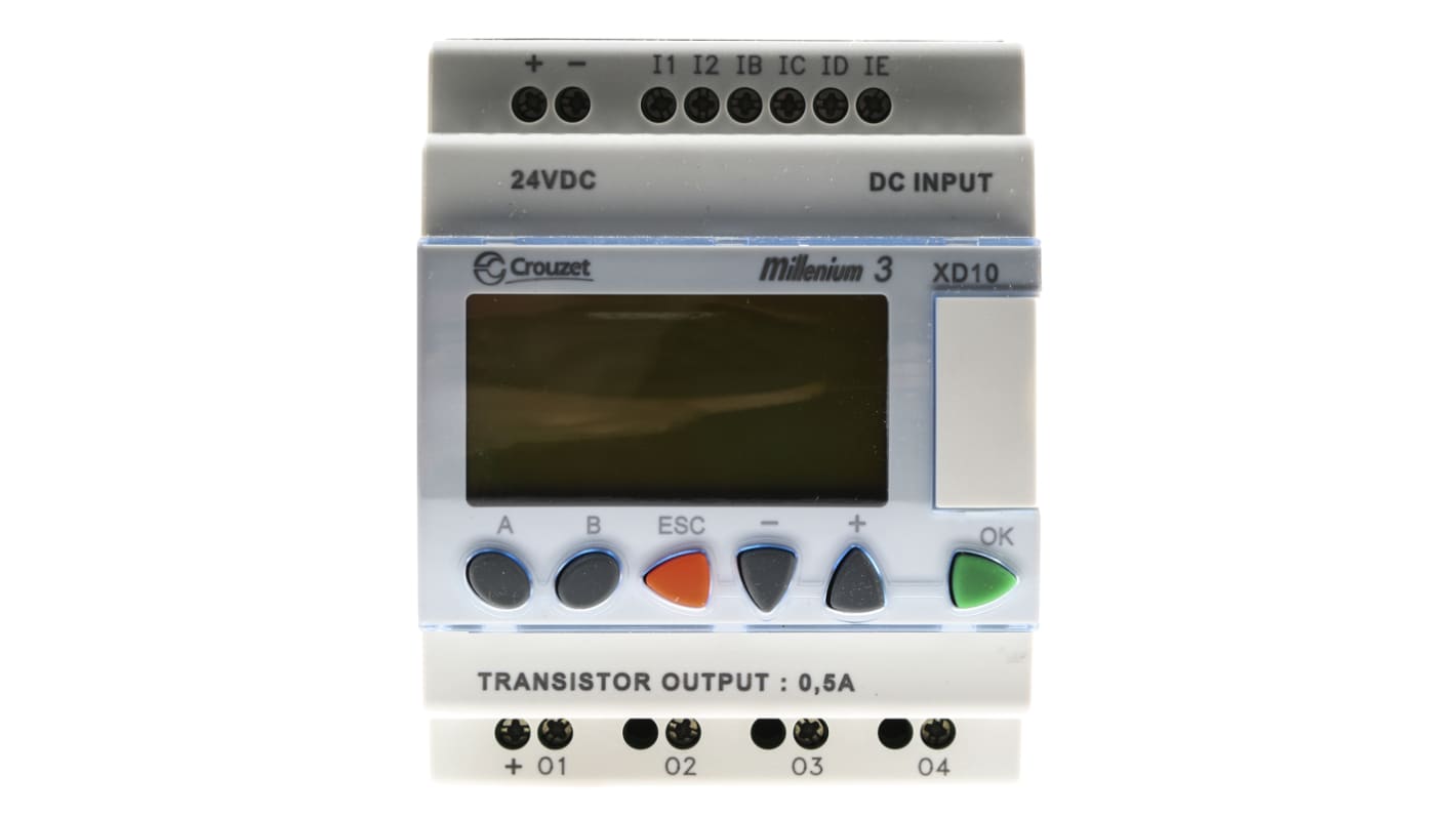 Crouzet Millenium 3 Series Logic Module, 24 V dc Supply, Relay Output, 6-Input, Analogue, Digital Input