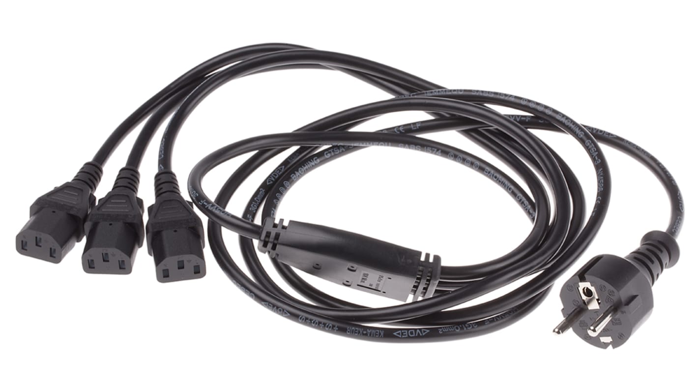 RS PRO Netzkabel, 10 A, 2.4m Schwarz 250 V