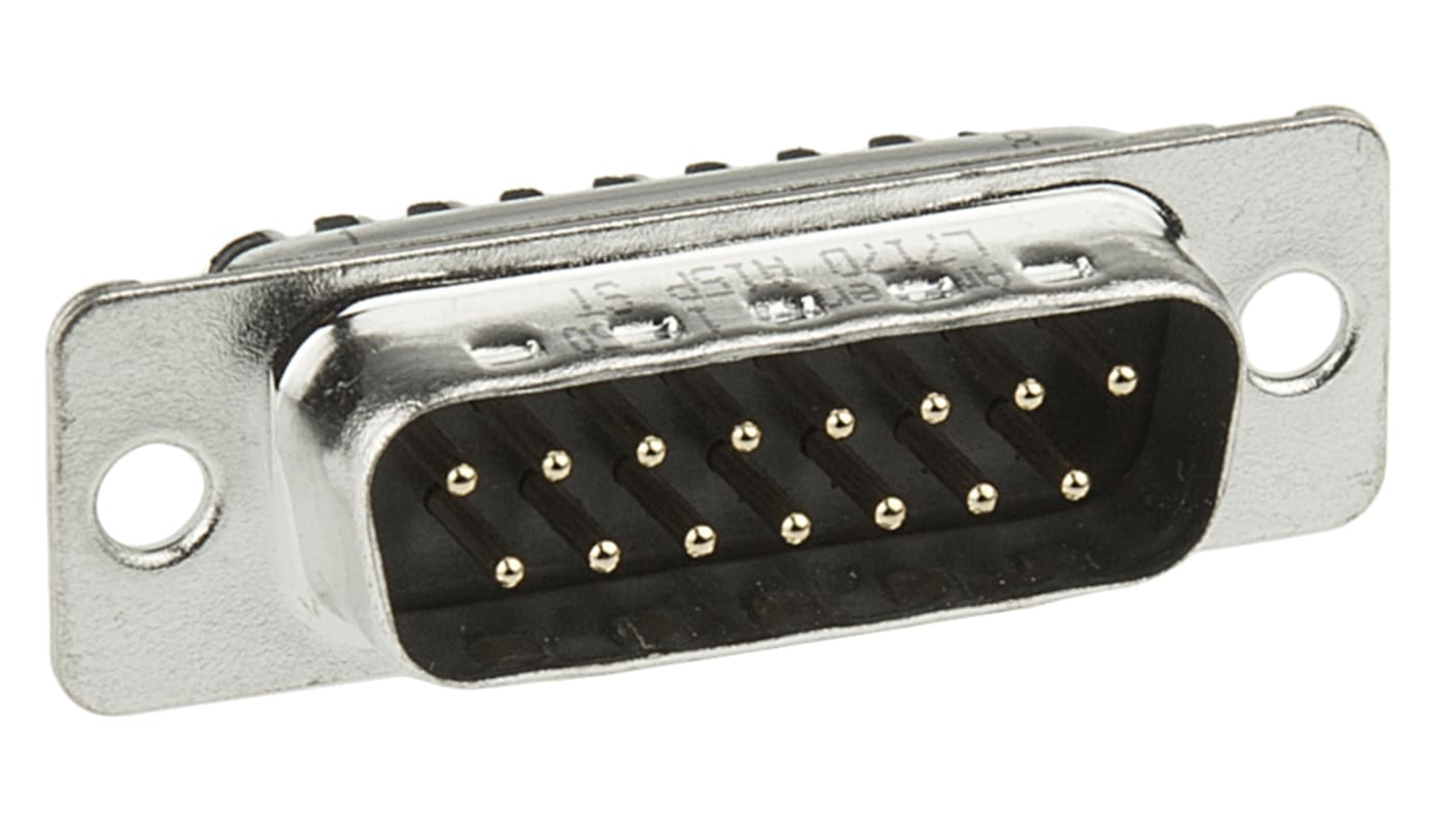 Conector D-sub Amphenol Communications Solutions, paso 2.74mm, Recto, Montaje de Cable, Macho, Terminación Terminal
