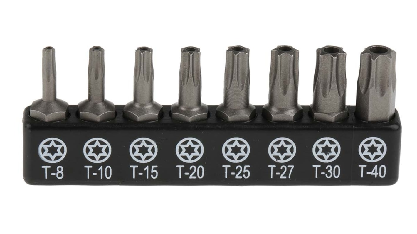 RS PRO Driver Bit Set 8 Pieces, Tamperproof Torx