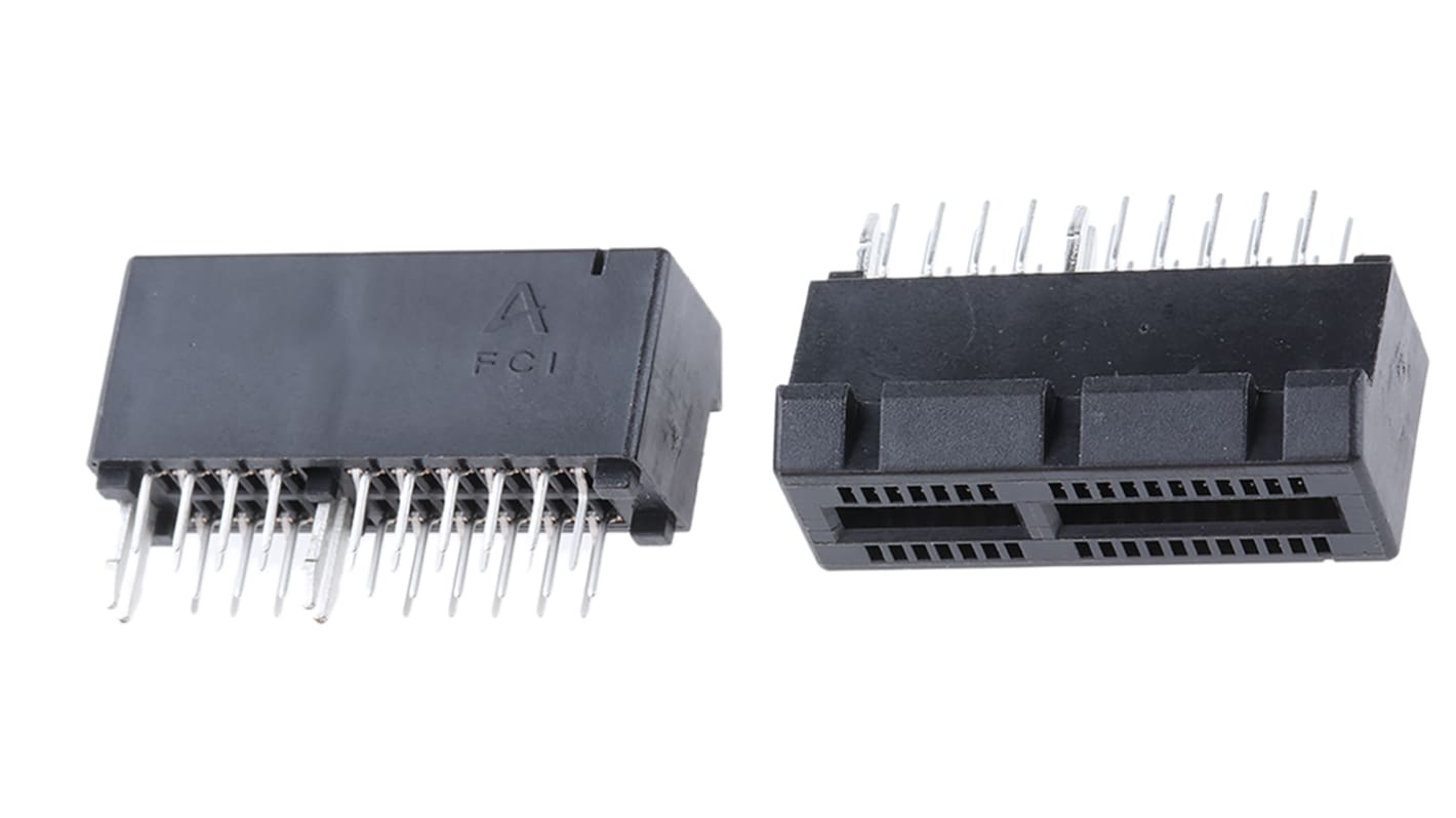 Amphenol ICC Female Edge Connector, Through Hole Mount, 36-Contacts, 2mm Pitch, 2-Row, Solder Termination