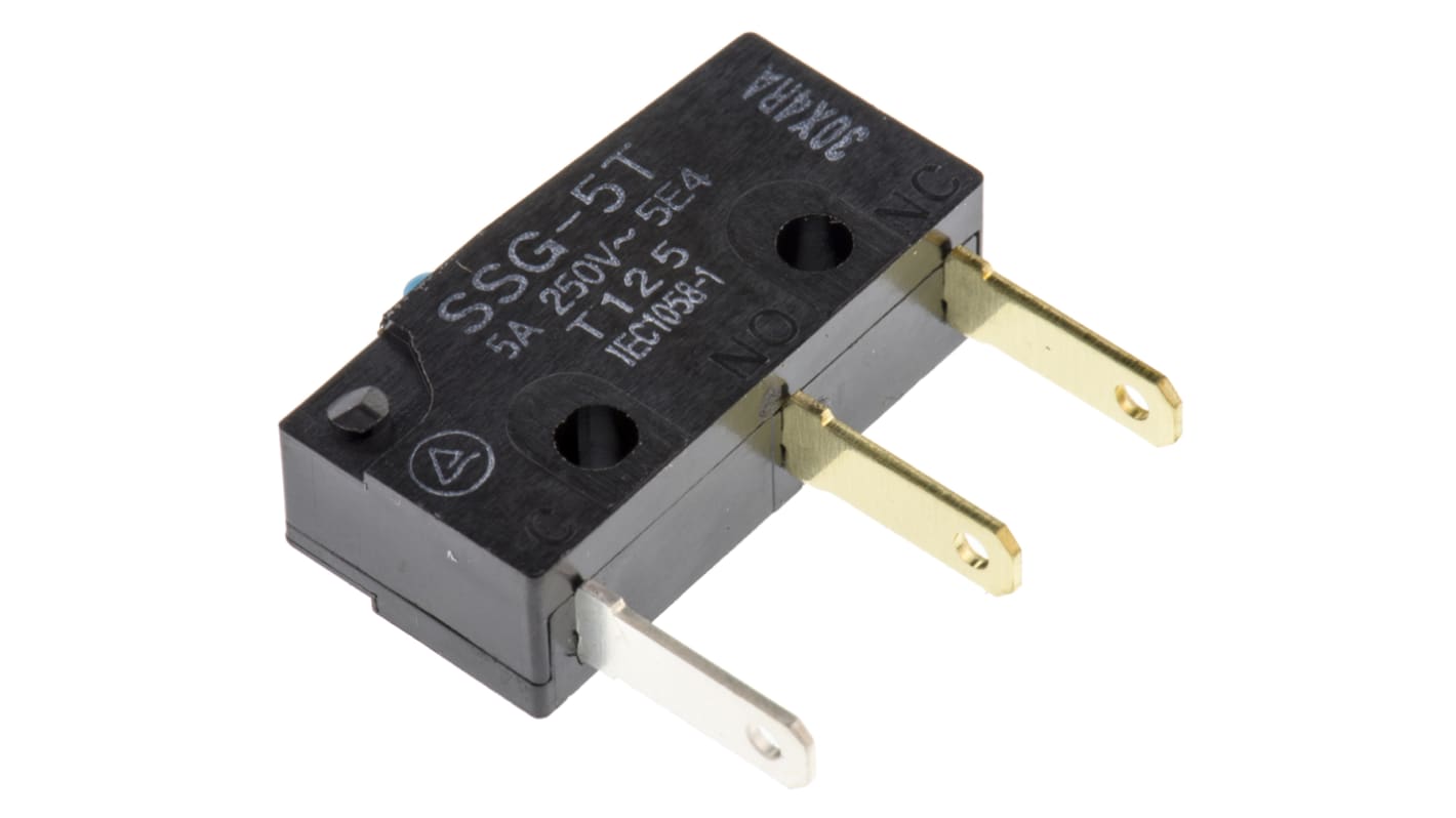 Omron Pin Plunger Subminiature Micro Switch, Tab Terminal, 5 A @ 125 V ac, SPDT, IP40