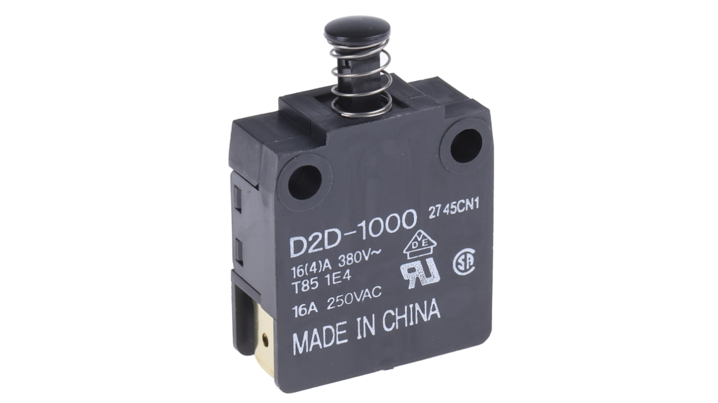 Omron Door Micro Switch, Plunger, SPDT 16 A @ 250 V ac IP40, -25 → +85°C