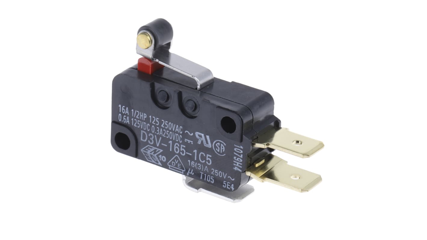 Łącznik Micro z krótką dźwignią z rolką Omron SPDT IP40