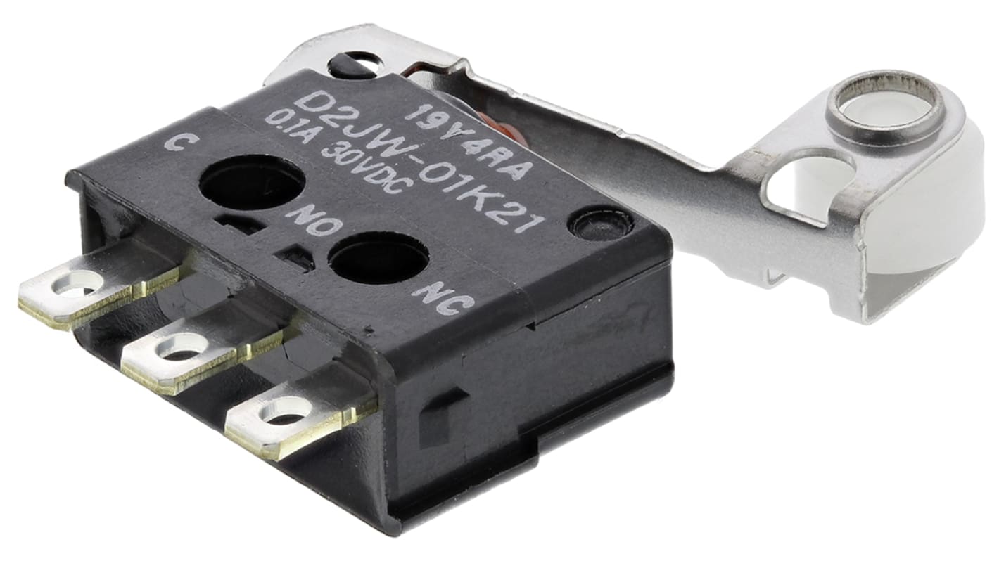 Omron Roller Lever Micro Switch, Solder Terminal, 100 mA @ 30 V dc, SPDT, IP67