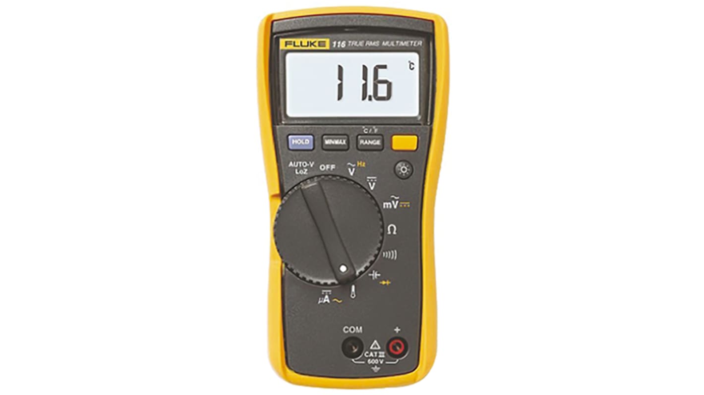 Fluke 116 Handheld Digital Multimeter, True RMS, 600μA ac Max, 600μA dc Max, 600V ac Max