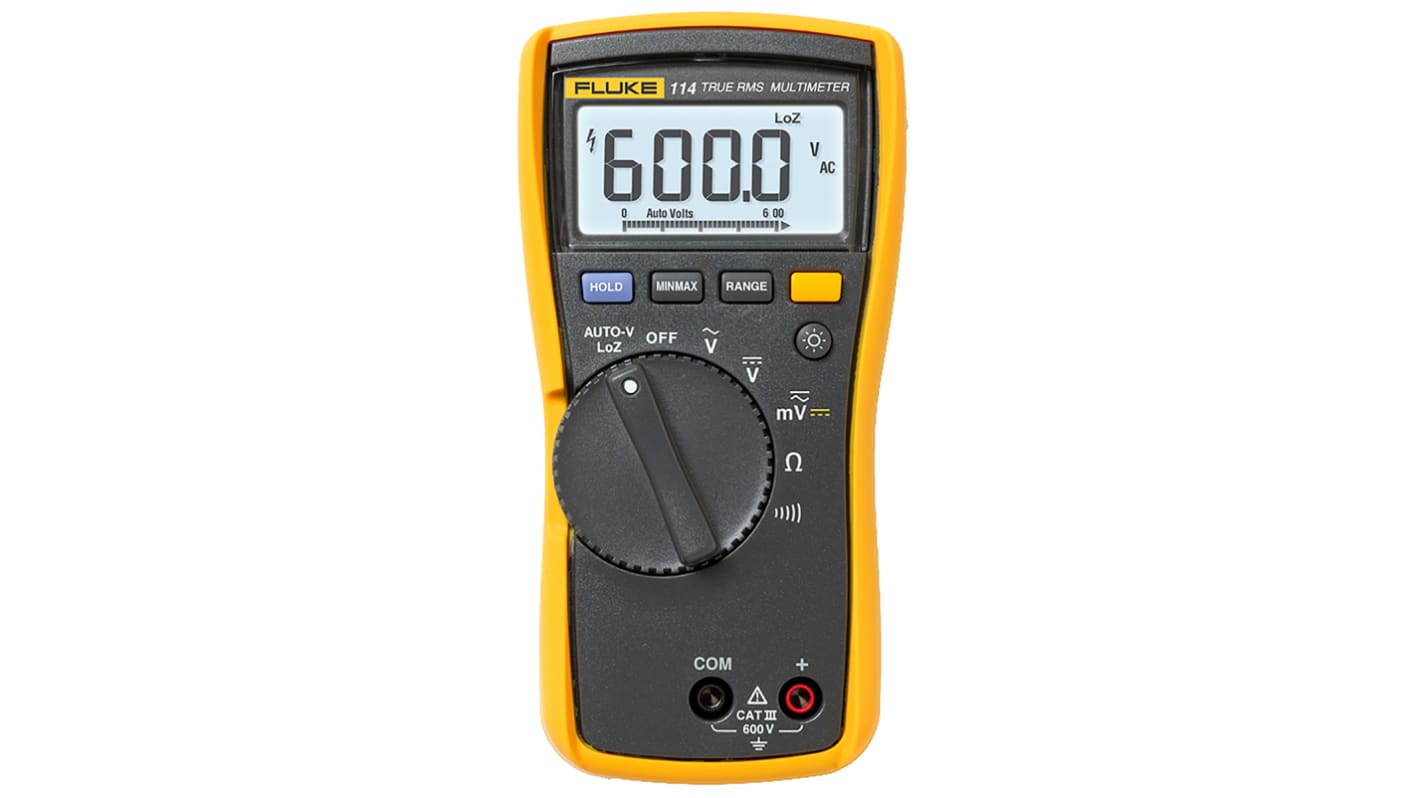 Fluke 114 真有效值手持式万用表, 最大600V 交流, 最大600V 直流, 最大40MΩ